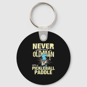 Pickleball - Old Man With A Pickleball Paddle Keychain