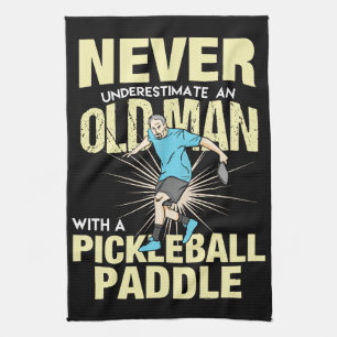 Pickleball - Old Man With A Pickleball Paddle Kitchen Towel