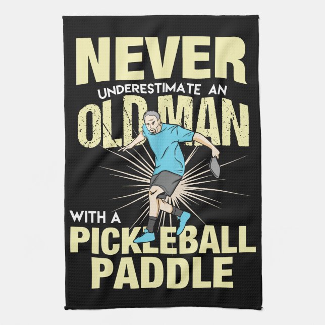 Pickleball - Old Man With A Pickleball Paddle Kitchen Towel (Vertical)