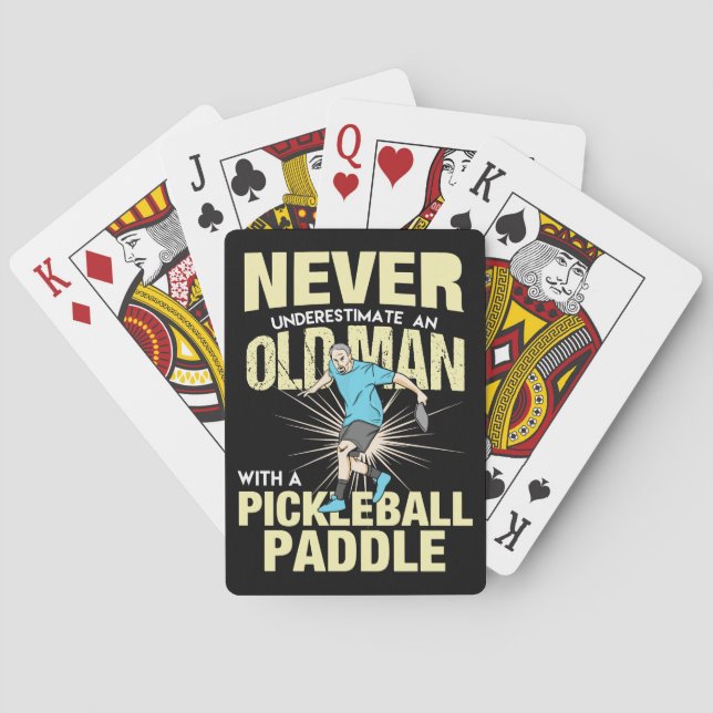 Pickleball - Old Man With A Pickleball Paddle Poker Cards (Back)