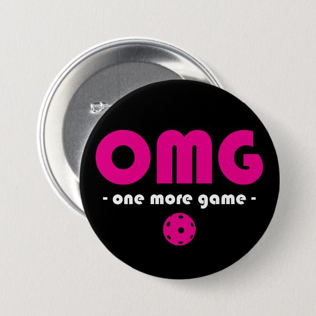 Pickleball One More Game black / pink Button (Front & Back)