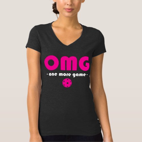 Pickleball One More Game black  pink T_Shirt