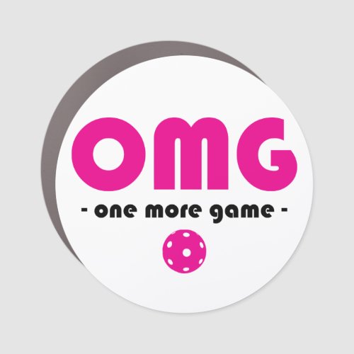 Pickleball One More Game white  pink Car Magnet