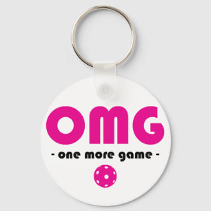 Pickleball One More Game white / pink Keychain