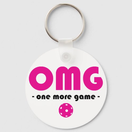 Pickleball One More Game white  pink Keychain