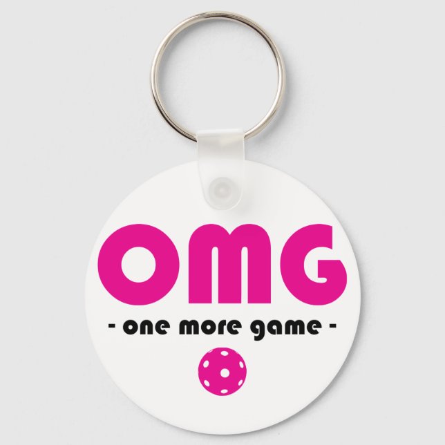 Pickleball One More Game white / pink Keychain (Front)