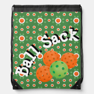 Pickleball Orange Green White Polka Dots Ball Sac Drawstring Bag