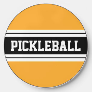 PICKLEBALL Orange Yellow Black Racing Stripes Wireless Charger