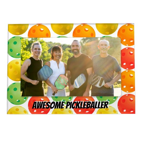 Pickleball Orange Yellow Blue Green Personalize Magnetic Frame