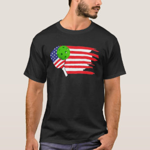 Pickleball Paddle American Flag T-Shirt