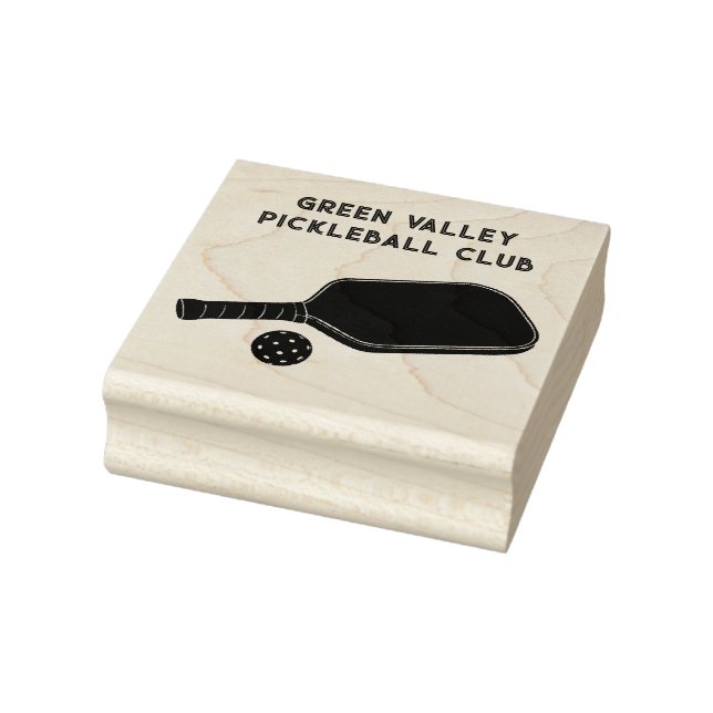 Pickleball Paddle and Ball with Custom Text Rubber Stamp (Stamp)