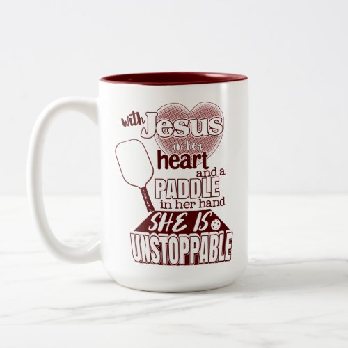 Pickleball Paddle and Jesus Womens Quote Two_Tone Coffee Mug