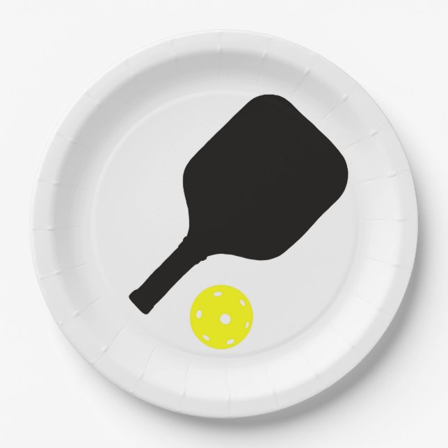 Pickleball paddle & ball  paper plates (Front)