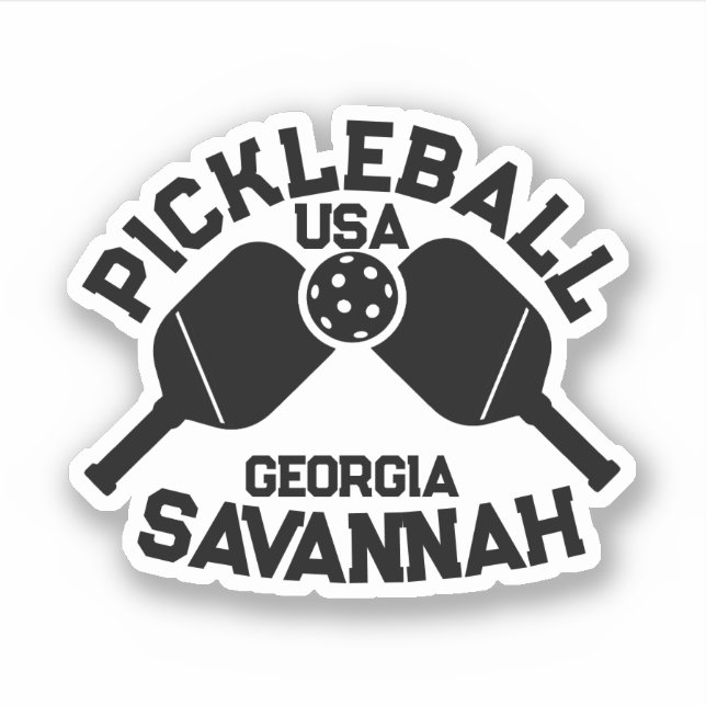 Pickleball Paddle & Ball Savannah Georgia Custom Sticker (Front)