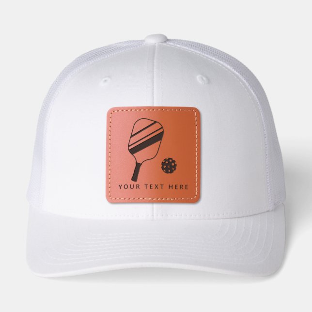 Pickleball Paddle Ball Sports Team Clubs Leather Patch Hat (Front)