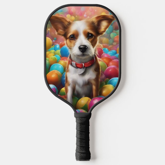 Pickleball Paddle Cover with Cartoon Puppy (Front)