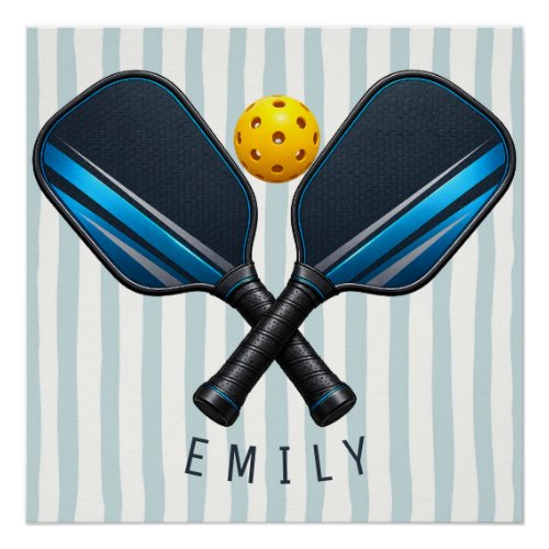 Pickleball Paddle Custom Name Pickleball Player Poster