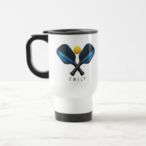 Pickleball Paddle Custom Name Pickleball Player  Travel Mug