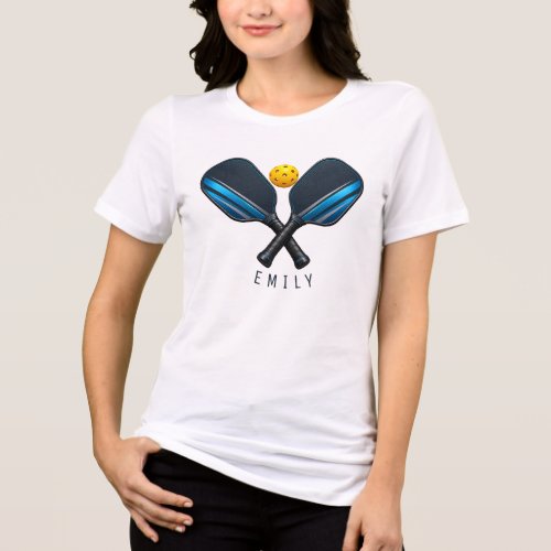 Pickleball Paddle Custom Name Pickleball Player  Tri-Blend Shirt
