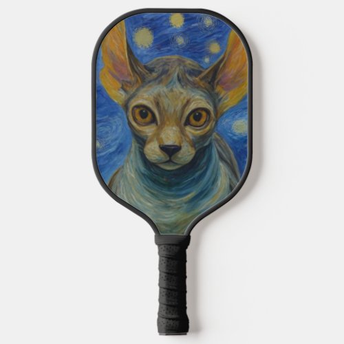 Pickleball Paddle  Elf Sphynx Cat Art Van Gogh