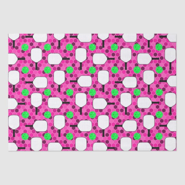 Pickleball Paddle - Magenta Honeycomb Hexagons Tissue Paper (Front)