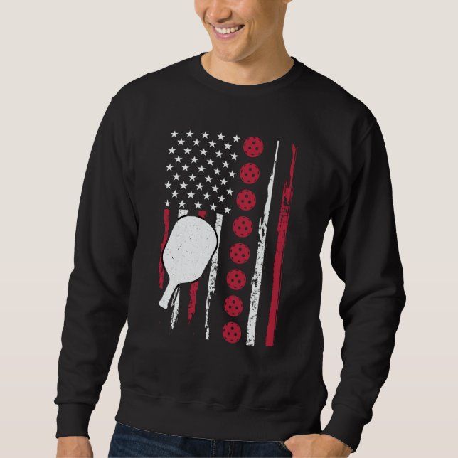 Pickleball Paddle Patriotic US Flag 4Th Of July  1 Sweatshirt (Front)