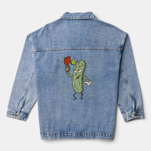 Pickleball Paddle Piclke Playing With Ball  Denim Jacket