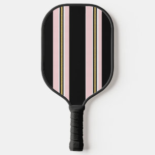 Pickleball Paddle Pink & White Gold Black Stripe