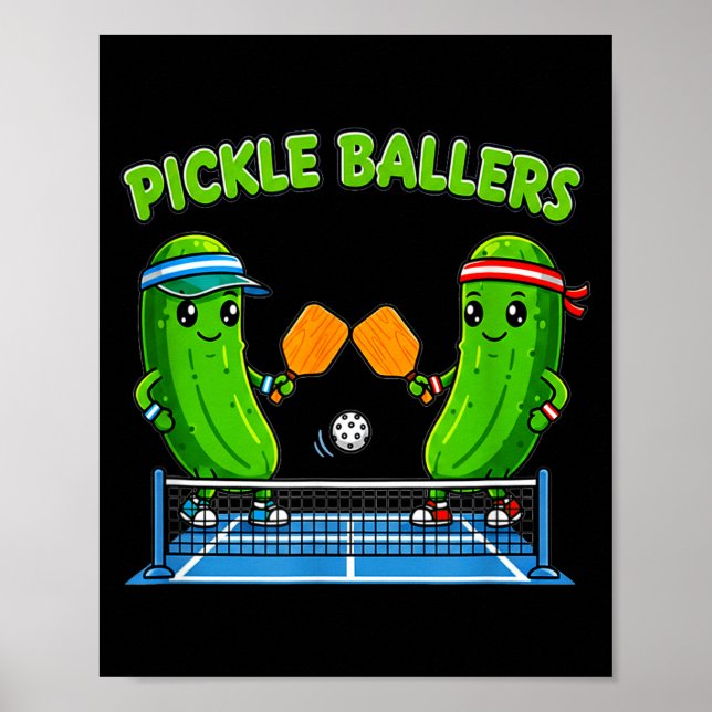 Pickleball paddle player funny pickle ballers fun poster (Front)