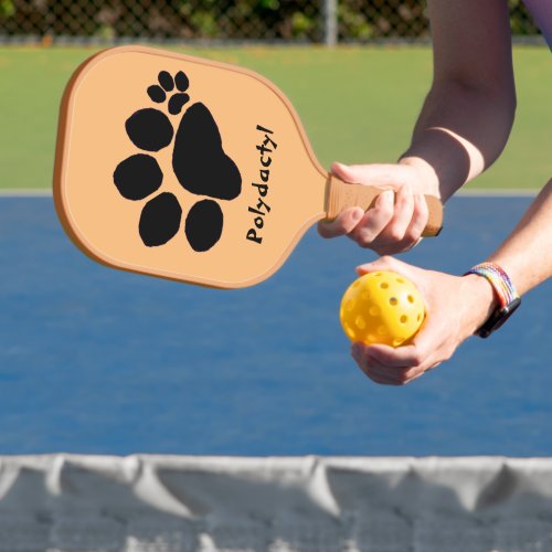 Pickleball Paddle _ Polydactyl Pawprint on Tan