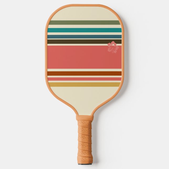 Pickleball Paddle Retro Hibiscus Stripe (Front)