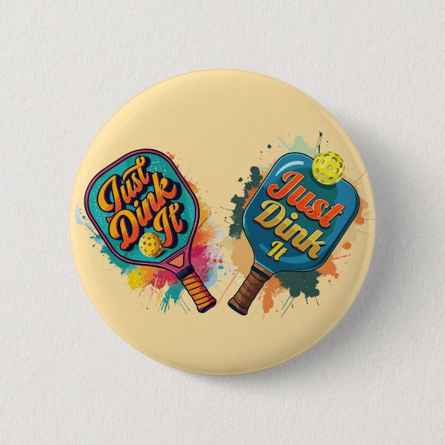 Pickleball Paddle - Sporty & Fun Design Button (Front)