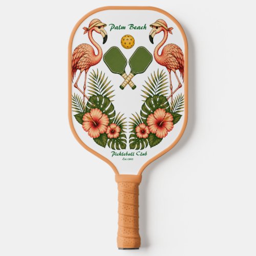 Pickleball Paddle - Vintage Flamingo Retro Design