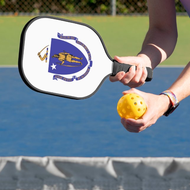 Pickleball Paddle with flag of Massachusetts, USA (Insitu)