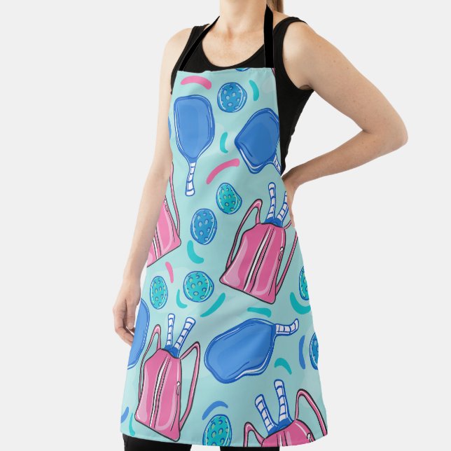 Pickleball Paddles and Balls Blue Kitchen Apron (Insitu)