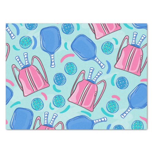 Pickleball Paddles and Balls Blue  Tissue Paper