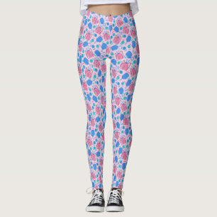 Pickleball Paddles and Balls Pink Pattern Leggings