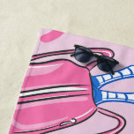 Pickleball Paddles and Balls Pink Preppy Beach Towel<br><div class="desc">This pink pickleball beach towel is colorful for the beach or pool. The pink design has blue pickle ball paddles and balls with some blue paddles in a pink drawstring bag. The pickleball design can be found on other items in my store,  PageCreativeDesigns.</div>