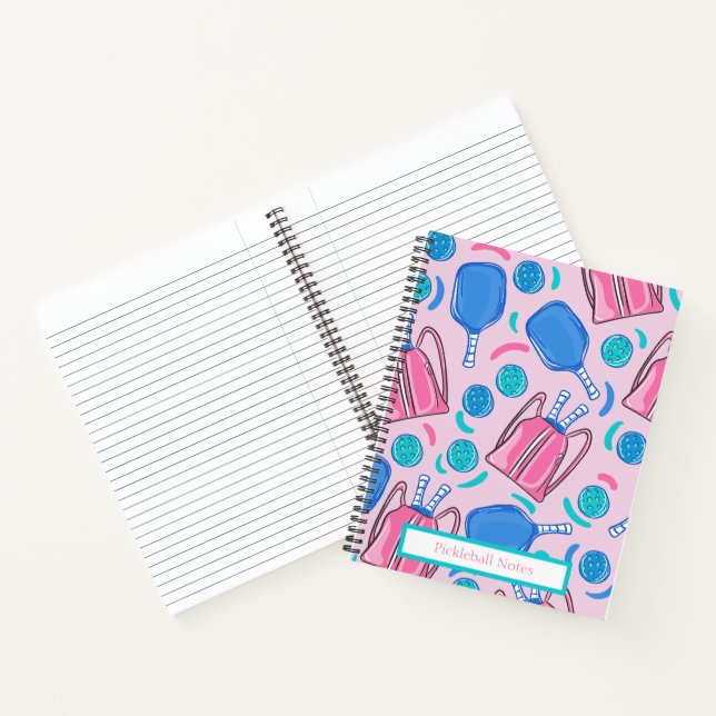 Pickleball Paddles and Balls Pink Preppy Custom Notebook (Inside)