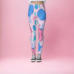 Pickleball Paddles and Balls Pink Preppy Leggings<br><div class="desc">This pink pickleball leggings are so fashionable on the pickleball court. The pink design has blue pickle ball paddles and balls with some blue paddles in a pink drawstring bag. The pickleball design can be found on other items in my store,  PageCreativeDesigns.</div>