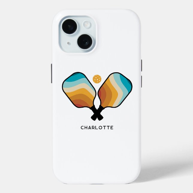 Pickleball Paddles & Ball Custom Name Case-Mate iPhone Case (Back)
