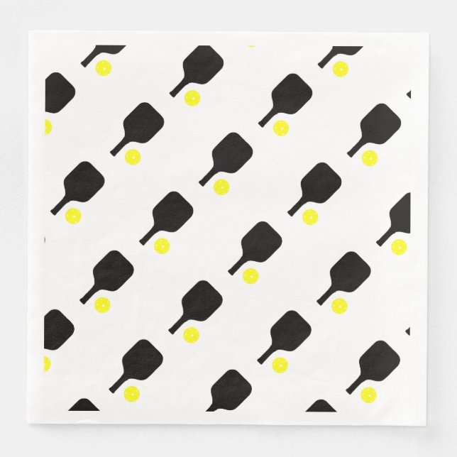 Pickleball paddles & balls paper dinner napkins (Front)
