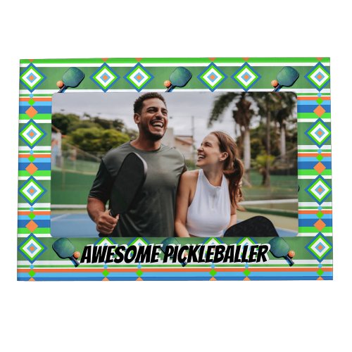 Pickleball Paddles  Balls Personalize Blue Green Magnetic Frame