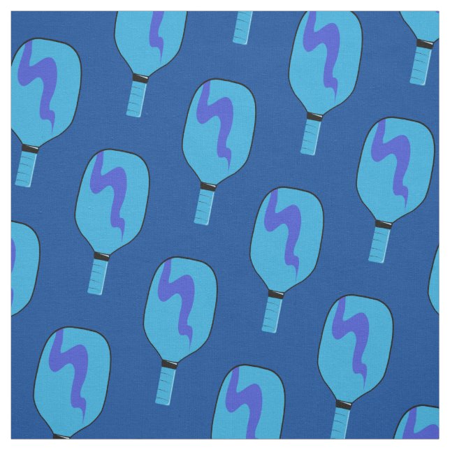 Pickleball Paddles Blue Sports Pattern Fabric (Swatch)