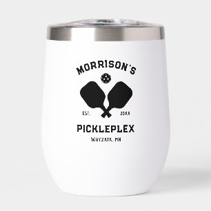Pickleball Paddles Custom Text Home Court Thermal Wine Tumbler