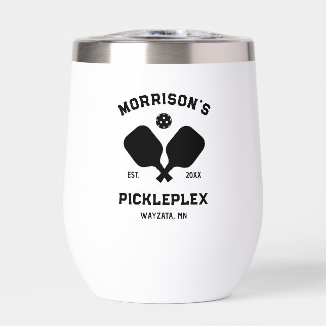 Pickleball Paddles Custom Text Home Court  Thermal Wine Tumbler (Front)