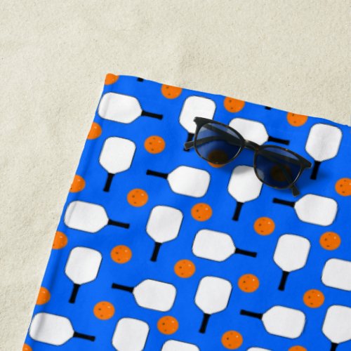 Pickleball Paddles Orange Pickleball Balls Blue Beach Towel