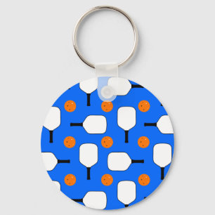 Pickleball Paddles, Orange Pickleball Balls, Blue Keychain