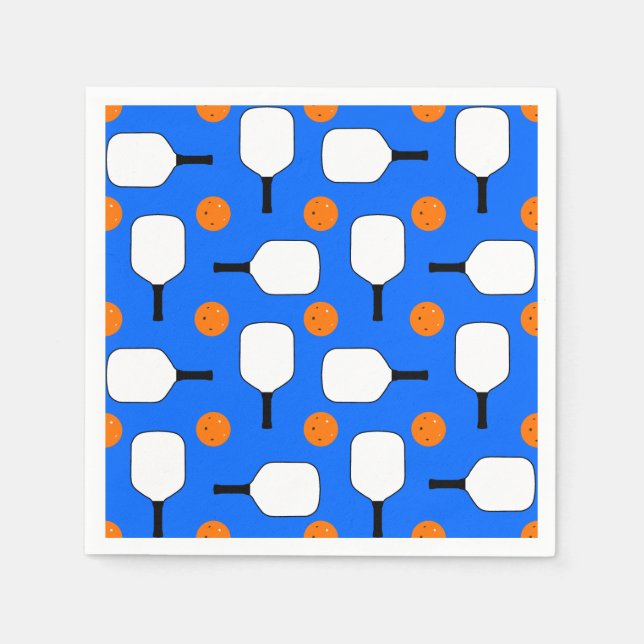 Pickleball Paddles, Orange Pickleball Balls, Blue Napkins (Front)