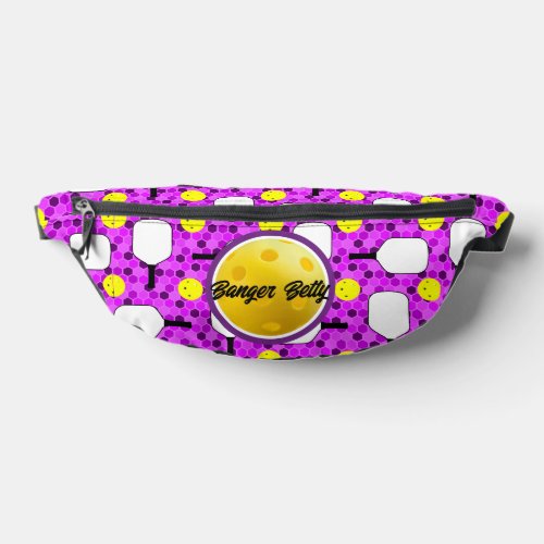 Pickleball Paddles Personalized Purple and Yellow Fanny Pack
